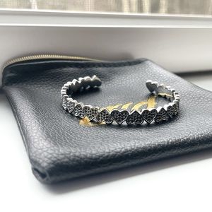 GLD Eternity Heart Cuff Bracelet in White Gold